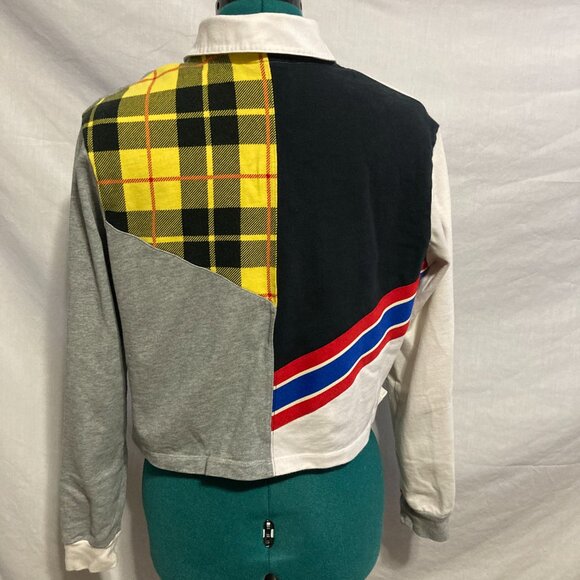 Nike Sports Women's long sleeve Cropped yellow plaid multicolor sweatshirt XS - Picture 3 of 10